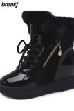 Women Boots platform Winter Shoes Women Snow Boots Platform Keep Warm Ankle Winter Boots With Thick Fur Heels Botas