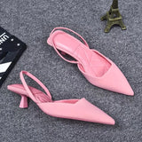 2023 New Fashion Black Fashion Slingback High Heels Thin High Heels Pointed Toe Slip on Pink Temperament