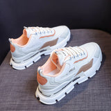 Women Casual Shoes Lovers Leather Dad Platform Chunky Sneakers Harajuku Flat Thick Sole Tenis Wedge White Basket