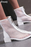 Women's Boots Summer New Fashion Fashion Thick-Soled High-Top Ladies Sandals Mesh Breathable Comfortable Short