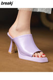 Size 34-39 Sandals For Women 2023 Summer Real Leather High Heels Shoes Platform Slippers Ladies Luxury Designer