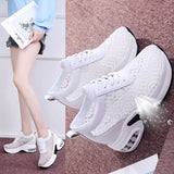 Women Shoes Woman Breathable Mesh Sneakers Flats Lace Loafers Thick Heels Platform Wedges Casual