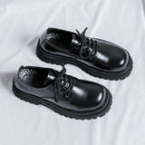 Breakj 2024 New Youth Big Head Round Head British Wind Low Heel Set Foot Work Wear Thick Bottom Shoes