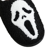 Bat Embroidered Cotton Slippers Ghost Indoor Home Shoes for Women Plus Size Warm Plush Slippers Soft Flat Shoes