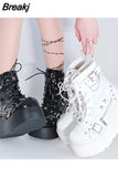 New Gothic Style Platform Vampire Cosplay Women Mid-calf Boots 2023 Winter Wedges Comfy Women Motorcycle Boots