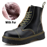 Boots Women 2021 New Winter Chunky Platform Boots Thick Bottom Punk Genuine Leather Motorcycle Botas Women Plus Size