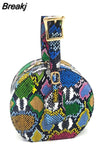 INS Hot Snake Multi Colors Unique Round Circular Handbags Women Casual Circular Bag Purse