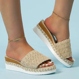 Weaving Wedge Slippers for Women 2023 Summer Thick Sole Platform Sandals Woman Lightweight Non Slip Casual