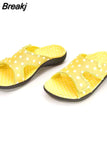 Women Slippers Fabric Soft Dots Shoes 2023 Comfort Open Toe Lightweight Slip On Female Plus Size Chaussure