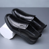 Leather Shoes for Men Black Classic Men Casual Shoes Slip-on Soft Bottom Round Head Men's Driving Shoes Business