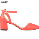 Women Sandals 5cm Single Work OL Thick Hight Heels Pointed Toe Sandal Sexy All-match Casual Party Wedding