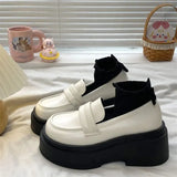 Style High Heels Platform Pumps Women 2024 spring Patent Leather Loafers Shoes Woman Slip On Solid Color Uniform