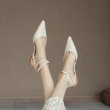 Summer New Band Women Sandal Fashion Pointed Toe Cross Strpa Gladiator Shoes Dress Flat