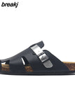 2023 New Summer Buckle Cork Slipper Casual Women Mixed Color Beach Outside Non-slip Closed Toe Cut-outs Slides
