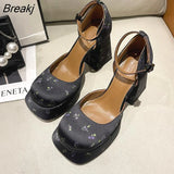 High Heels 2023 Latest Platform Shoes Women's Thick Heels Mary Jean Shoes Women's Square Head High Heels Women's