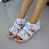 Breakj Women 2023 New Plus Size Velcro Sandals Frosted Flat Casual