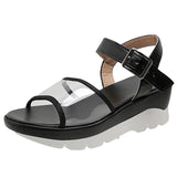 Pvc Wedges Sandals Women 2023 Summer Casual Ankle Buckle Gladiator Sandals Woman Plus Size Platform Sandalias