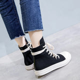 Shoes High-top Canvas Shoes Women All-match Casual Shoes Lace-up Sneakers Men Flat Platform Shoes Zipper Vulcanized