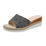 Breakj 2025 New Pine Cake Heel Toe Cool Slippers Cloth One-Word Drag Cloth Women's