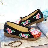 Breakj Shoes Ox Tendon Bottom Big Head Shoes Mother Grandma Shoes A Foot Pedal Cloth Shoe Women's Single Shoes Embroidered