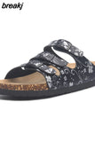 New Summer Women Buckle Cork Slipper 2023 Casual Mixed Color Outside Non-slip Beach Slides