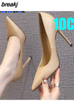 6CM 8CM Fashion New Thin High Heels Shiny Satin Pointed Toe Shallow Mouth Plus Size Wedding Shoes for