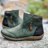 Women's Ankle Boots Round Toe Solid Color Ladies Boots Retro Pu Leather Comfortable Chelsea Boots Women Booties Big Size
