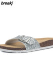 2023 New Fashion Summer Outside Cork Slipper Women Casual Beach Mixed Color Slides