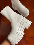 Ladies Ankle Boots Fashion Autumn Platform High Heels Platform Wedge Heel Stretch Black Red Stretch Boots Dress Party