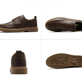 Men Round Head Leather Shoes Business Dress Shoes Handmade Casual Shoes Lace-up Footwear Men Platform Moccasins Slip-on