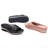 Size Slippers Female 2023 Summer One-word with Fish Mouth Sandals and Slippers Slope Heel Platform Slope Heel Casual