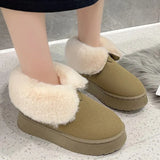 Womens Warm Fur Lined Winter Snow Boots Chunky Platform Plush Ankle Boots Women Thick Bottom Non Slip Cotton Padded Shoes