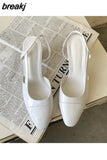 Elegant Mixed Color Slingback Sandals Women Elastic Band Back Strap Heel Pumps Brand Design Shoes Mule Dress Party