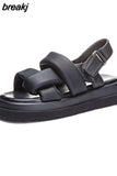 Platform Sandals Woman Summer 2023 Trend Pumps Elegant Medium Heel Women's Shoes Flats Party Chunky Luxury Sandal