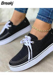 Woman Flats Women's Casual Vulcanized Ladies Comfortable Shoes Plus Size 42 43 2023 Lace Up Women Denim Canvas