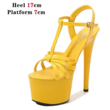 New Brand Women Sandals Summer Shoes Sexy Thick High Heels Platform Dress Party Wedding Shoes Woman Pumps Stripper