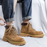 Breakj 2023 Spring And Autumn New Platform Men's Big Head British Style Ankle Boots Help Big Yellow Boot