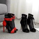 Peep Toe Stiletto High Heels Women's Sandals 2023 New Fashion Party Zipper ANKLE Boots Club Strippers