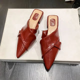 Summer Slippers Women Flip Flops New Casual Indoor Slides Pointed Toe Low Heel Female Shoes Ladies Outside Mules