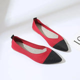 Women Pointed Toe Shallow Flat Shoes Mesh Loafers Soft Bottom Ballet Flats Classic Moccasins Knit Dress Shoes
