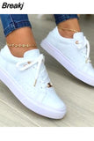 Gold Women's Vulcanized Shoes Solid Color Low Heel Flat Casual Shoes Lace Gold Buttons 2023 Versatile Lace Up