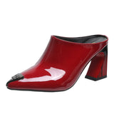 Summer 2023 New Women Slipper High Heel Sandal Shoes Ladies High Quality PU Leather Slides Pumps