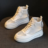 Platform Shoes for Women 2023 New Genuine Leather Chunky Luxury Designer Sneakers Woman Flats White Casual Tennis