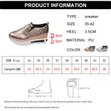 Gold Snake Pattern Sneakers Women 2024 Spring Slip On Height Increase Sneaker Woman Plus Size Pu Leather Loafers Shoes