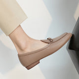 Genuine Leather Round Toe Flats Basic Style Women Loafers Simple Flat Shoes Daily Mules Spring Autumn Women Bowtie