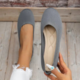 and Autumn 2023 New Outwear Solid Color Oversized Shallow Cut Shoes Women's Knitted Comfort Flat Shoes