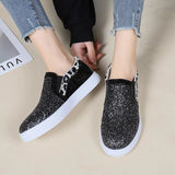 Bling Golden Women Sneakers Slip on Female Flat Shoes Fashion Leopard Ladies Vulcanized Shoes Platform Women Casual