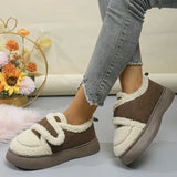 Keep Warm Lamb Wool Ankle Boots Women Non Slip Platform Cotton Padded Shoes Woman Flat Heel Plush Winter Boots