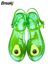 Women Slippers Transparent PVC Fruit Decoration Sandals For Ladies Summer Outdoor Buckle Strap Beach Shoes Female Fashion
