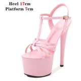 New Brand Women Sandals Summer Shoes Sexy Thick High Heels Platform Dress Party Wedding Shoes Woman Pumps Stripper
